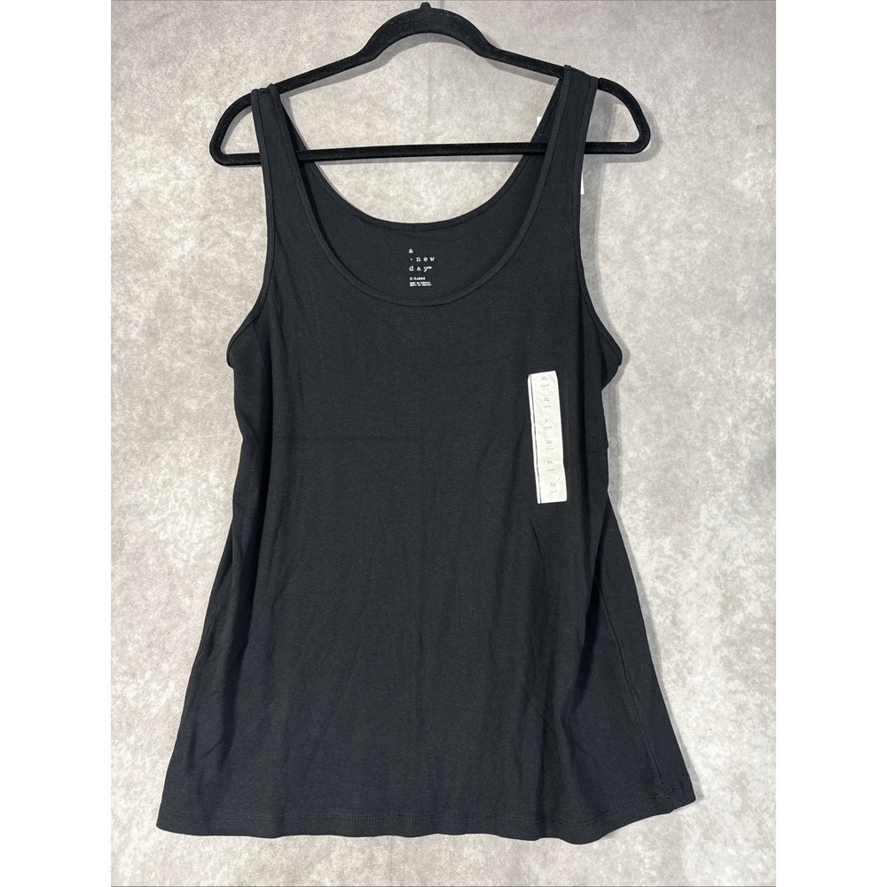 A New Day Women's Slim Fit Layered Ribbed Tank Top Black Size XL NWT